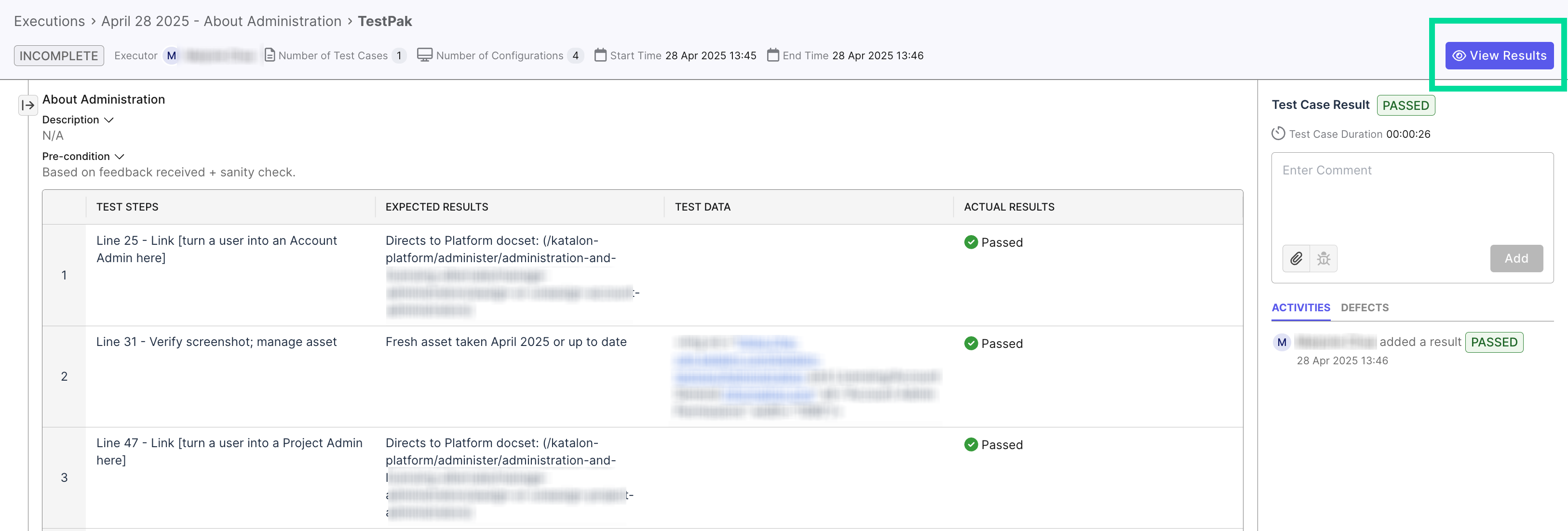 TO3 TestPak View Results Button